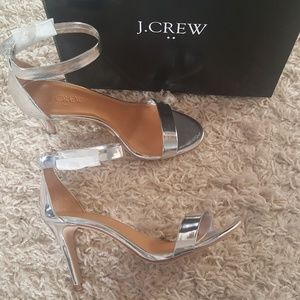 JCREW - Silver metallic 3 1/4"  heels